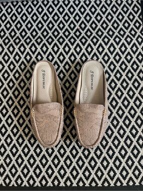 Metallic Taupe Backless Slip-On Mules